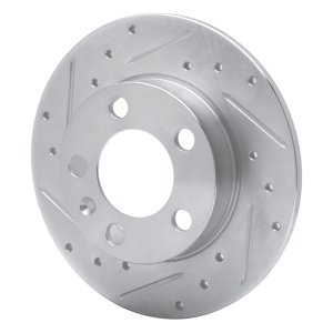 Audi A1 Brake Rotor (1) - Rear Left - R1 Concepts - Drilled & Slotted - Silver - `98-`24
